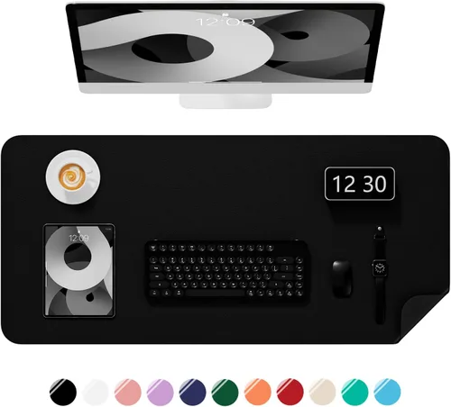 Miniatura 14 de Alfombrilla de escritorio, 60 x 35 cm, de piel sintética, antideslizante, alfombrilla grande para mouse para escritorio, impermeable, almohadilla