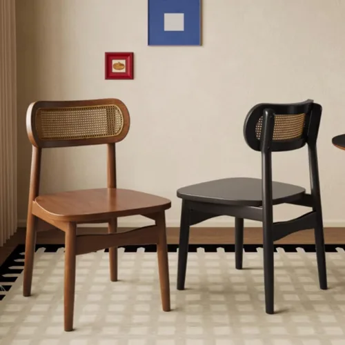 Miniatura 2 de YVYKFZD Solid Wood Dining Chairs Set, Armless Kitchen Chairs, Dining Room Chair with Rattan Backrest, Comfy Side Chair, for Living Room, Bedroom