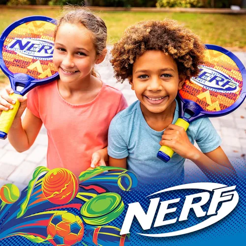 Miniatura 7 de Nerf Small Driveway Tennis Set for Kids - 2 Player Kids Tennis Set - Rackets and Foam Ball - Indoor + Outdoor - (2) Rackets + Foam Ball Included