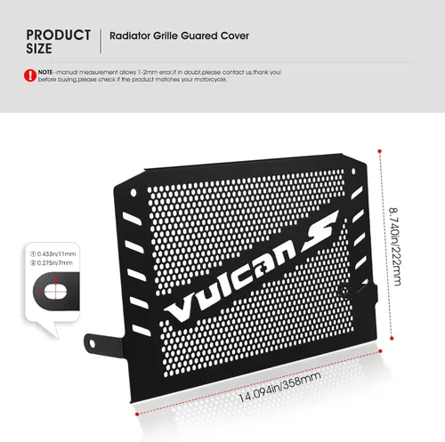 Miniatura 3 de Vulcan S 2024 - Protector de radiador para Vulcan S 2015-2024 Vulcan S SE 2017 compatible con Vulcan S Light Tourer/Cafe Light Tourer 2018 Vulcan S