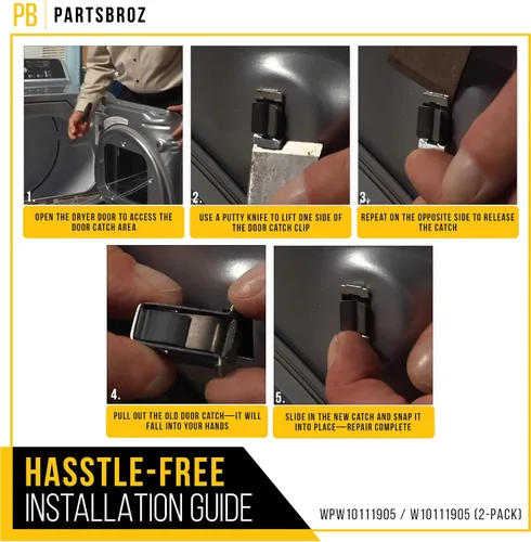 Miniatura 6 de PartsBroz W10111905 WPW10111905 - Cerradura de puerta (paquete de 2) - Compatible con secadora Whirlpool Maytag Kenmore - Sustituye a AP6015097