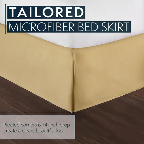 Miniatura 2 de HC Collection - Falda de cama tamaño California King con volantes antipolvo y caída de 14 pulgadas, a medida, resistente a las arrugas y a