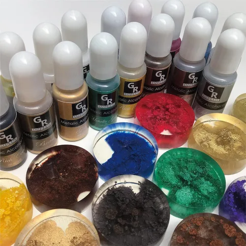Miniatura 2 de Juego de tinta de alcohol metálico, 16 colores metálicos a base de alcohol para arte de resina, arte fluido, manualidades de resina, placa de Petri