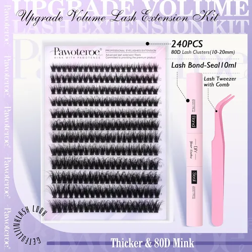 Miniatura 2 de Kit de Extensiones de Pestañas Clusters 80D Completo DIY Kit de Extensión de Pestañas en Racimo 10-20mm (0.39-0.78 pulgadas) Pestañas Individuales