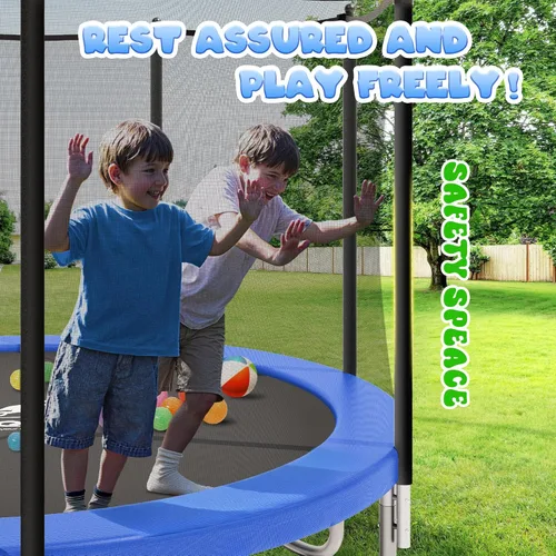 Miniatura 2 de JELENS Trampolín de 8 pies, 10 pies, 12 pies, 14 pies, 15 pies, trampolines para exteriores con red de cierre y escalera, trampolines recreativos