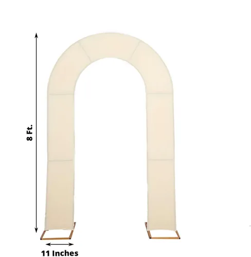 Miniatura 3 de Efavormart - Funda de arco abierto de elastano beige de 7 pies, doble cara, ajuste cómodo, en forma de U, para bodas escandalosas y decoración