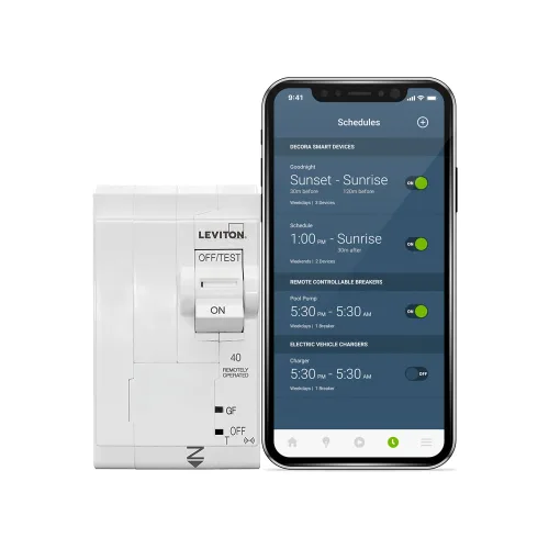 Miniatura 11 de Leviton Disyuntor inteligente de 2ª generación con control remoto, GFCI, 1 polo, 20 amperios, 120 voltios, clasificación de interrupción de 10kA