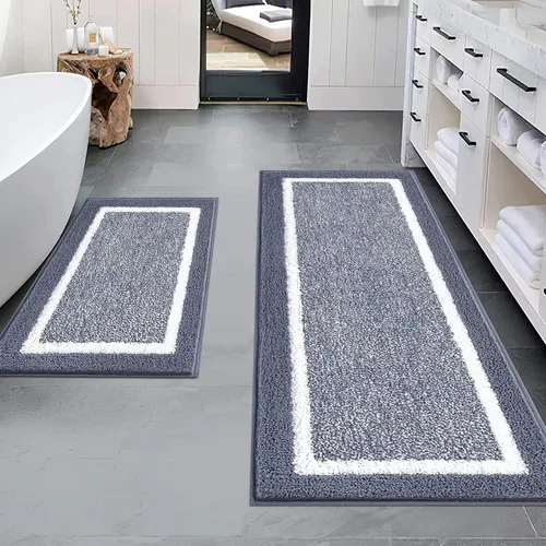 Miniatura 48 de Pauwer Juego de baño, alfombras de baño antideslizantes, alfombras de ducha absorbentes para suelo de baño, bañera y ducha, color azul aguamarina
