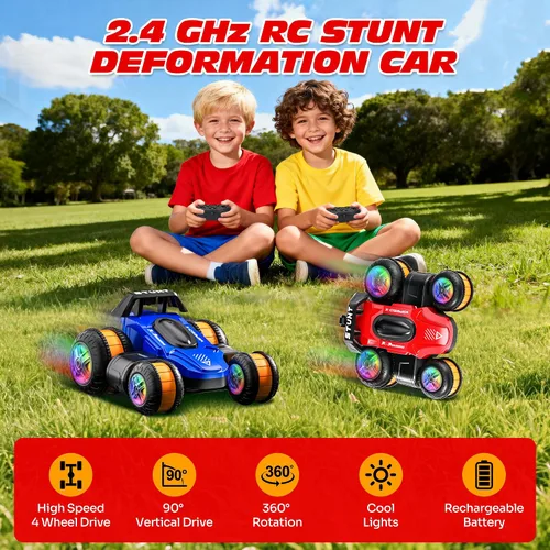 Miniatura 2 de Coche de Derrape de Alta Velocidad con Control Remoto para Niños, Coche RC de Deformación Giratoria de 360 Grados para Niños y Niñas de 3 a 16 Años