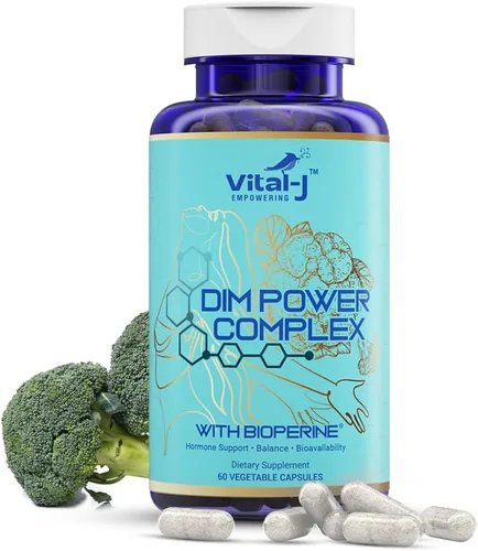 Complejo potente DIM 4 en 1 de 300 mg – Equilibrio de estrógeno y metabolismo, energía y menopausia Suplemento de apoyo con bioperina (x4), calcio y
