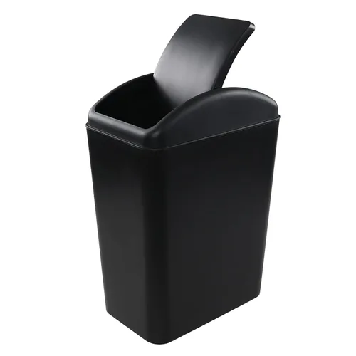 Miniatura 11 de Begale Paquete de 1 cubo de basura de plástico de 4.5 galones, cubo de basura con tapa oscilante, color blanco