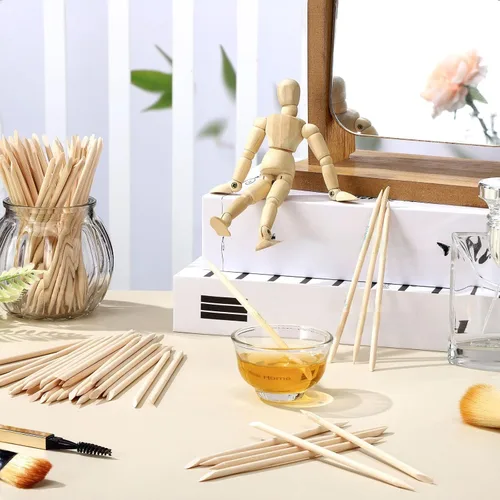 Miniatura 5 de Demissle Palitos de cera de madera para cejas, mini aplicador de depilación, labio, nariz, ceja, artesanía, pequeña espátula facial para depilación