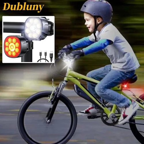 Miniatura 7 de Bike Lights Front and Back for Night Riding Safety,Super Bright Headlight and Red Rear Tail,IP65 Waterproof USB Charging,with 8 Ultra-Bright LED