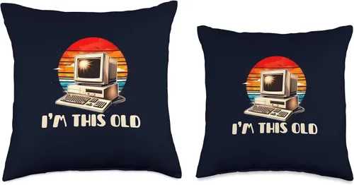 Miniatura 3 de 90s Nostalgia Gift Old School Computer Shirts I'm This Old 90s Computer Nerd Geek - Almohada de cumpleaños retro divertida de 16 x 16 pulgadas