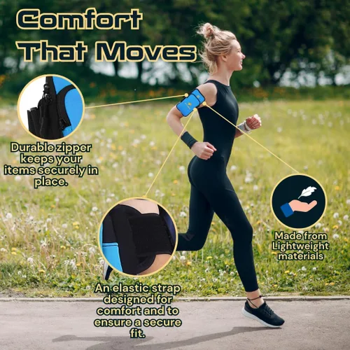 Miniatura 6 de Fitizen - Brazalete de teléfono para correr, color azul cielo, ajustable, resistente al agua, para iPhone y Android, para el ciudadano activo