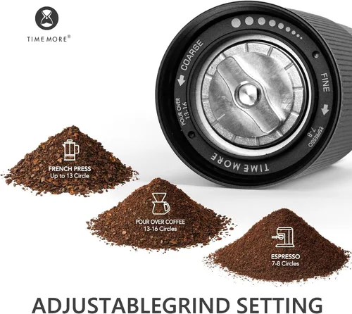 Miniatura 7 de TIMEMORE C3S Pro - Molinillo de café manual con rebaba cónica de acero inoxidable, cuerpo totalmente metálico, ajuste ajustable