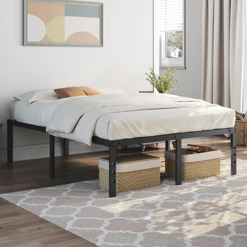 Miniatura 13 de Topeakmart Marco de cama de plataforma de metal de 18 pulgadas con soporte de listones resistente y agujeros reservados para cabecero de bricolaje