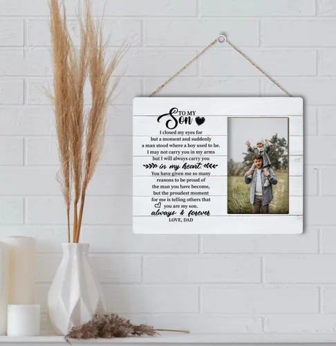 Miniatura 7 de Placa de Regalo con Foto para Hijo, El Momento Más Orgulloso para Mí es Decirle a Otros que Eres Mi Hijo, Placa de Regalo con Foto en Marco