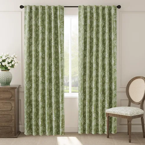 Miniatura 28 de jinchan Cortinas Opacas Florales para Dormitorio, 63 Pulgadas de Largo Cortinas Opacas con Estampado de Flores, Estilo Campo Francés con Pestañas