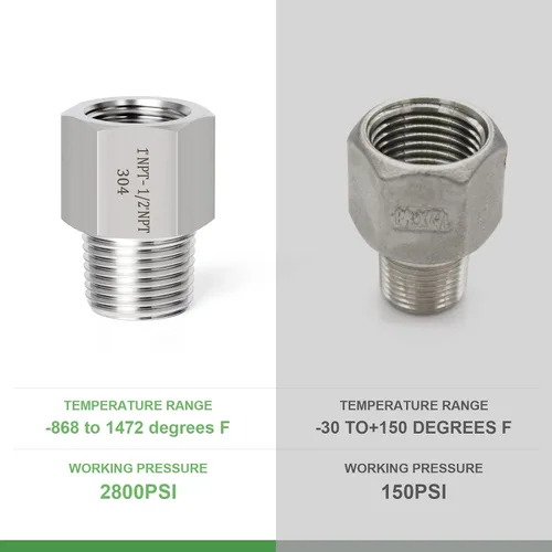 Miniatura 3 de TAISHER 2 piezas de forja de tubería de acero inoxidable 304, adaptador reductor, tubo macho de 1/2 pulgada x tubo hembra de 1 pulgada