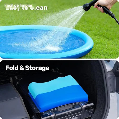 Miniatura 9 de SLOOSH Tapete antideslizante de 72 pulgadas para salpicaduras, juguetes de agua para exteriores, tapete de juego para niños y perros, regadera Azul