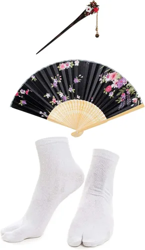 Miniatura 7 de Elibelle Juego de calcetines de seda plegables de seda para mujer, estilo kimono de anime japonés