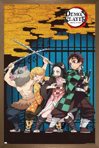 Miniatura 14 de Trends International Demon Slayer - Póster de pared de arte grupal, 14.725 x 22.375 pulgadas, versión enmarcada de madera de granero