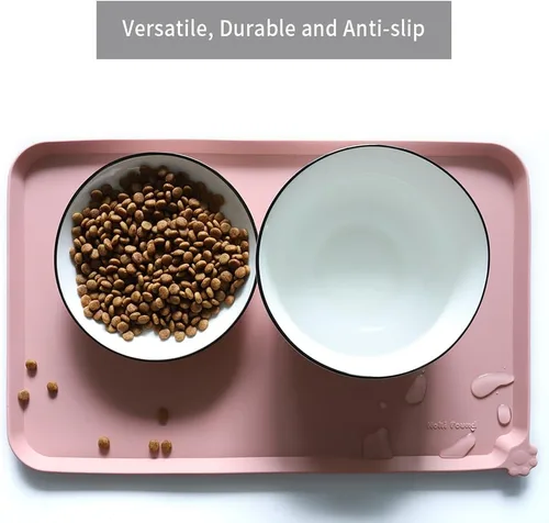 Miniatura 4 de Hoki Found - Bandeja de silicona para comida de mascotas, tapetes de borde alto para perros y gatos, tapetes impermeables para comida de perros