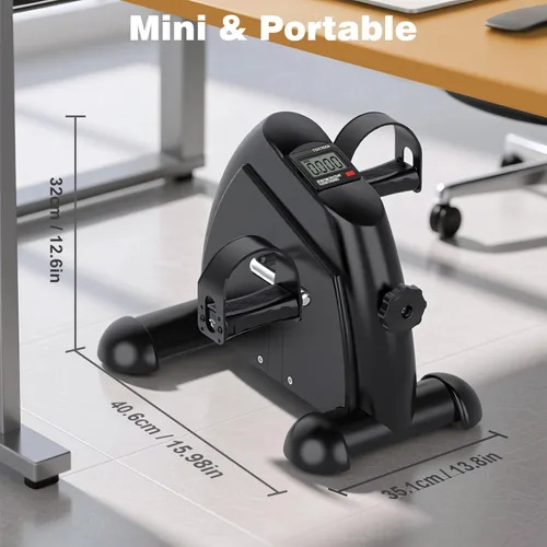 Miniatura 9 de Mini bicicleta de ejercicio: ejercitador de pedal de bicicleta portátil debajo del escritorio, ejercitador de pedal de brazo y pierna con pantallas