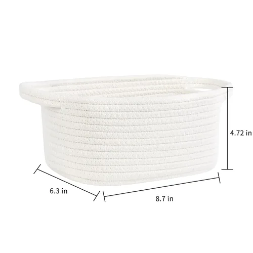 Miniatura 2 de ABenkle Cesta de almacenamiento pequeña, mini canasta, bonita canasta tejida de cuerda de algodón, cesta de estante, cesta de almacenamiento