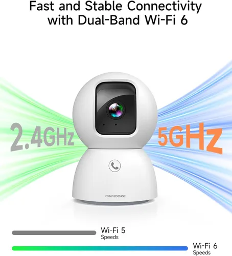 Miniatura 6 de Cámara para mascotas 5G para interiores con aplicación de teléfono, cámaras 3K para perros y gatos con altavoz, cámara de monitor de bebé WiFi