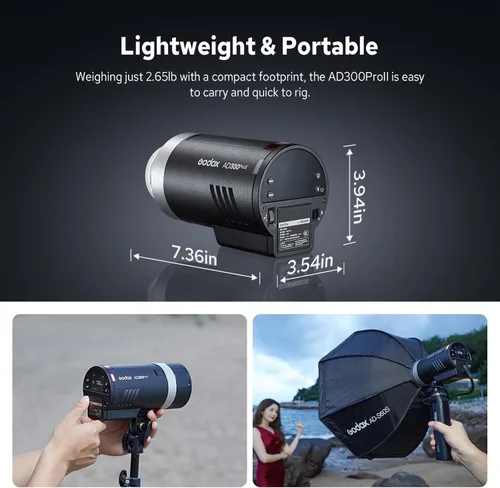 Miniatura 5 de Godox AD300 Pro II AD300Pro II - Estroboscópico flash para exteriores, 300 Ws 2.4G TTL 1/8000 HSS, 0.01-1.5s Reciclaje, 350 destellos de potencia