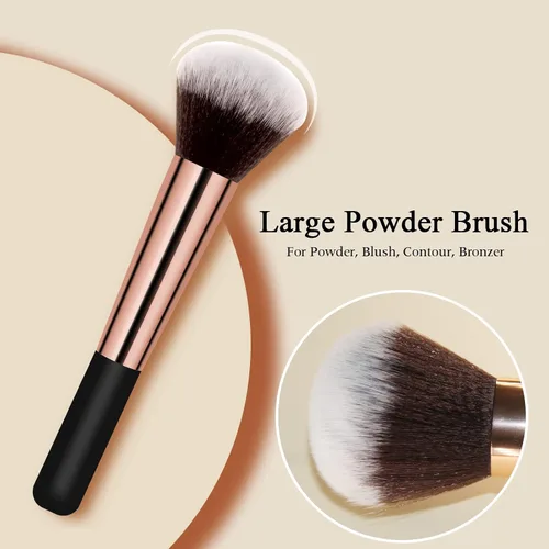 Miniatura 5 de Brochas de maquillaje, pincel grande para polvo y brocha para base, acabado impecable con aerógrafo para resaltador, polvo suelto, rubor, crema
