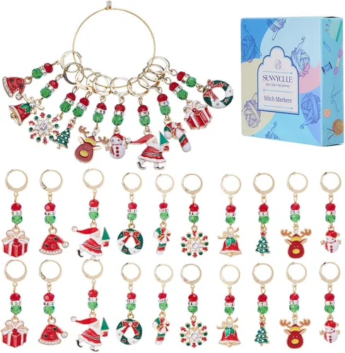 Miniatura 17 de SUNNYCLUE 1 Caja 30Pcs Marcadores de Puntada para Tejer y Ganchillo, Adornos de Flor de Margarita, Perlas de Perla, Tirador de Cremallera, Clip 30
