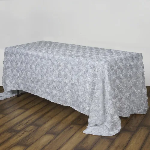 Miniatura 7 de BalsaCircle Mantel rectangular con rosetas elevadas de satén negro de 90 x 156 pulgadas, para bodas, fiestas, comedor