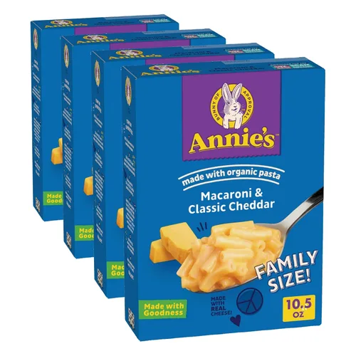 Miniatura 10 de Annie's Macarrones y Cheddar clásico con pasta orgánica, hechos con queso real, acompañamiento de cena o aperitivo, 6 onzas (paquete de 12)