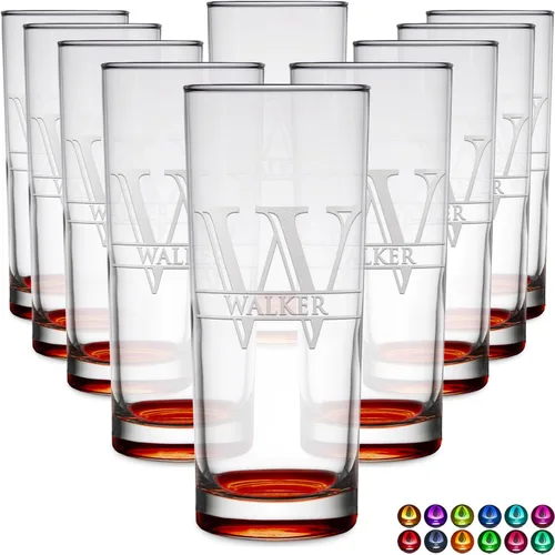 Miniatura 41 de Highball personalizado de 10.5 onzas con fondo negro, vaso Collins alto personalizado, cóctel de bebida mixta recta, inicial con nombre de regalo