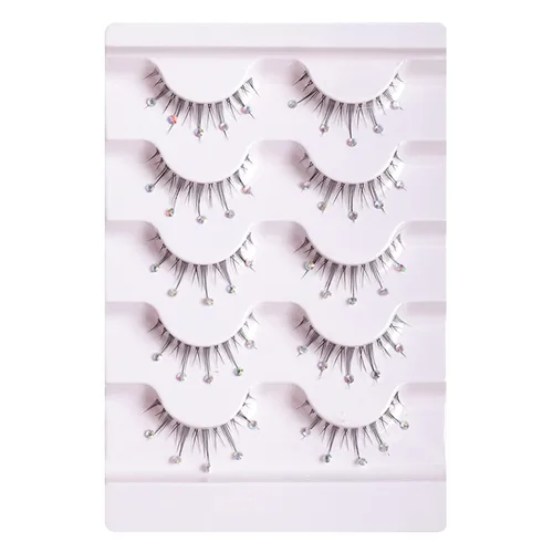 Miniatura 11 de Braiton 5 pares de pestañas postizas de diamantes de imitación naturales, pestañas postizas decorativas para Año Nuevo, cosplay, fiesta, escenario