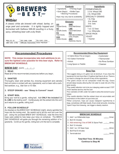 Miniatura 3 de Kit de ingredientes para preparación casera de cerveza Brewer's Best BIK-1051 Witbier