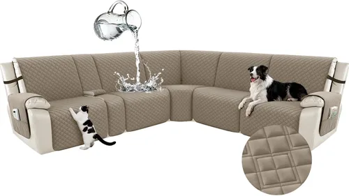 Miniatura 90 de Arfntevss Fundas para sofá seccional reclinable para sofá seccional en forma de L, funda antideslizante lavable para sofá reclinable con forma de L