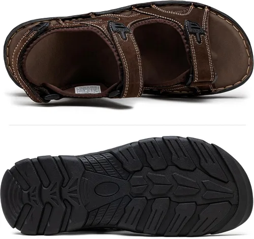 Miniatura 5 de Jousen Sandalias de cuero para hombre, sandalias de playa con punta abierta, para verano, senderismo, deportes al aire libre