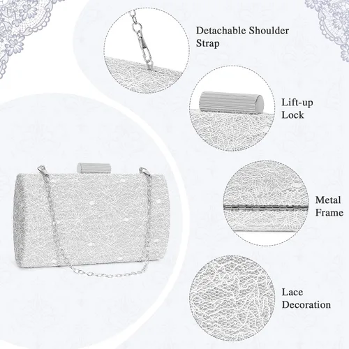 Miniatura 2 de UBORSE Bolso de mano para mujer con diseño de encaje único bolso de noche