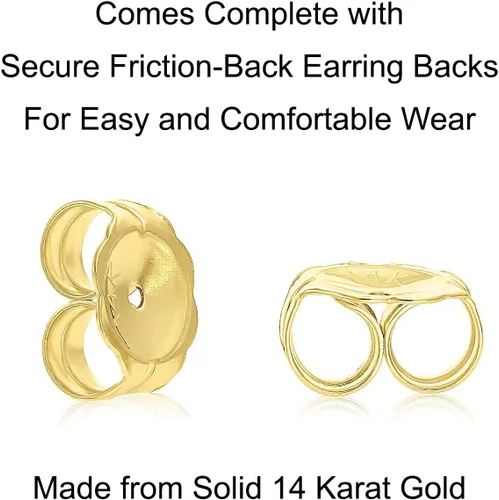 Miniatura 4 de Aretes minimalistas de oro amarillo sólido de 14 quilates con piedra natal simulada