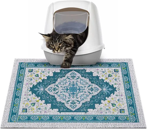 Miniatura 36 de Glittme Alfombrilla de Arena para Gatos con Base Antideslizante, Alfombrilla de Caja de Arena Impermeable que Atrapa la Arena, Fácil de Limpiar