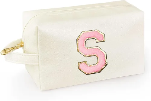 Miniatura 12 de Bolsa de maquillaje personalizada con inicial con asa, bolsa de cosméticos de preparación con bolsillo interior con cremallera, 8, 9, 10, 11, 12