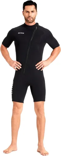 Miniatura 3 de ZCCO Traje de neopreno corto para hombre de 0.118 pulgadas (0.118 in) con cremallera frontal para buceo, natación, surf, esnórquel