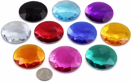 Allstarco 10 piezas de diamantes de imitación acrílicos redondos extra grandes de 2 pulgadas con parte trasera plana de 1.969 in para cosplay
