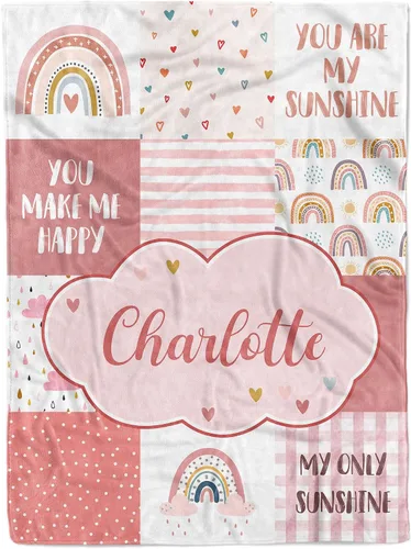 Miniatura 22 de MDPrints - Manta rosa de bautismo para niñas, regalos de bautismo personalizados para niñas, mantas de bebé personalizadas para niñas con nombre