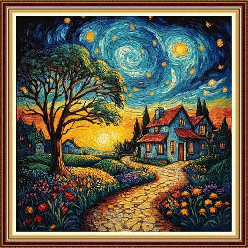 Miniatura 37 de Fanxvivy Kits de punto de cruz estampado para adultos, patrones de punto de cruz impresos, 11CT estampado o contado, kit de bordado de punto