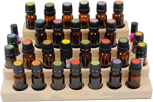 Miniatura 6 de Pure Vie Botellas de aceite esencial de 4 niveles, soporte de exhibición de almacenamiento de madera, soporte de presentación de exhibición